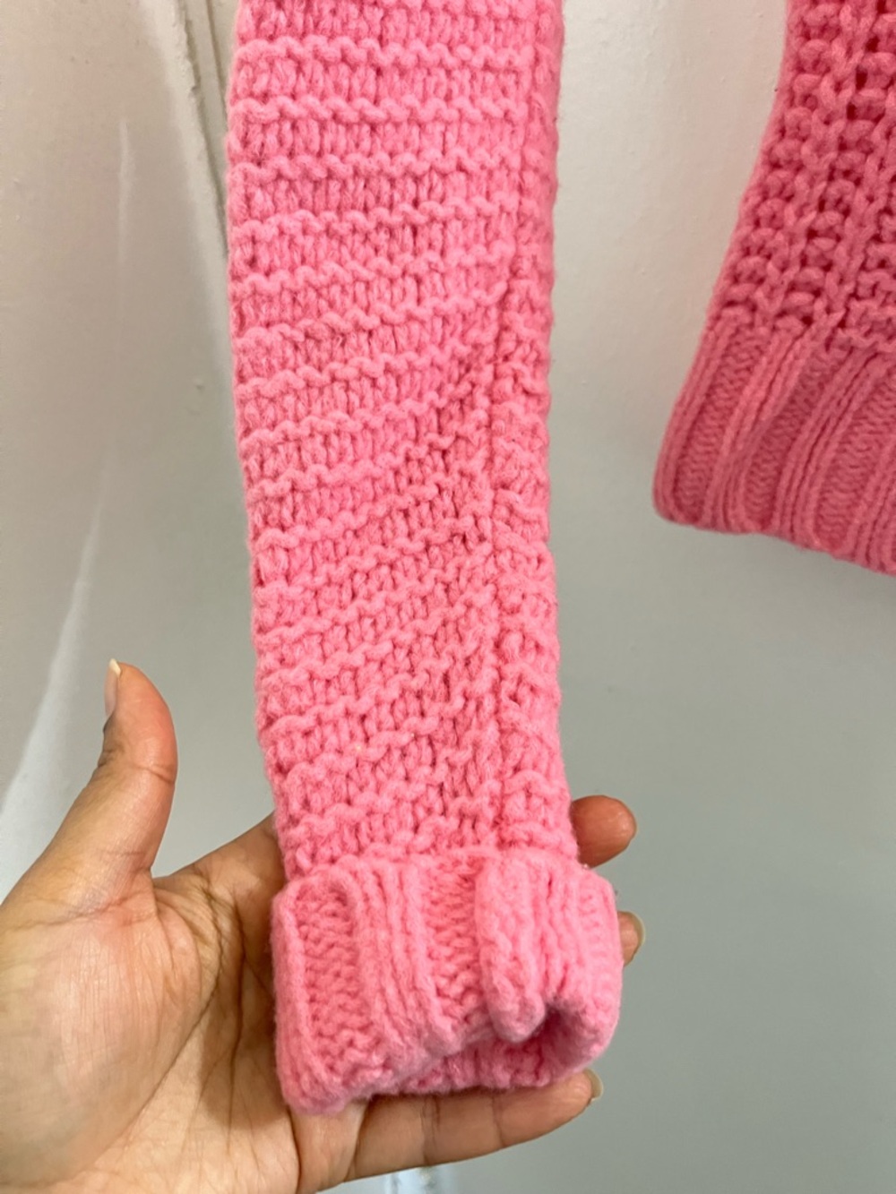 Banana Republic Bright Pink Cable-Knit Crewneck Sweater - Picture 3 of 6
